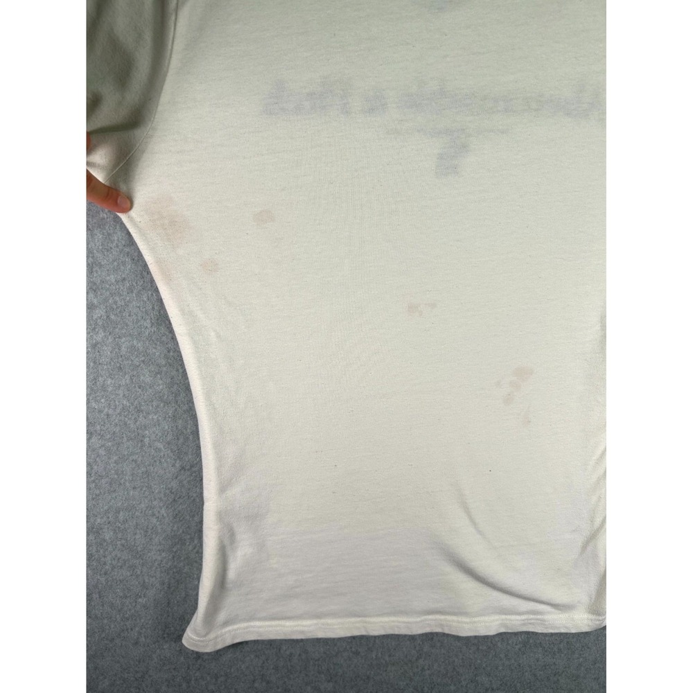 Stain* Abercrombie & Fitch T Shirt Womens M Beige Graphic Print V Neck - Picture 7 of 9
